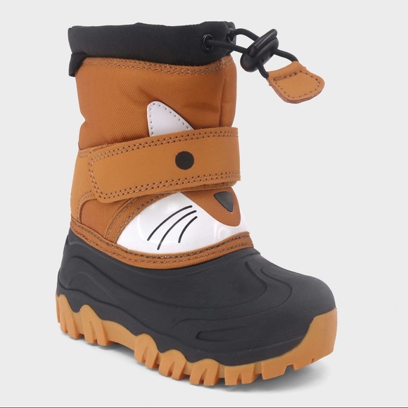 Cat & Jack Other - Boys Cute Fox Critter Tan Black Winter Boots NWOT